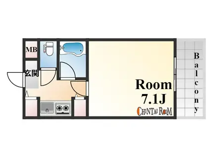 シャトラン弓木弐番館(ワンルーム/3階)の間取り写真