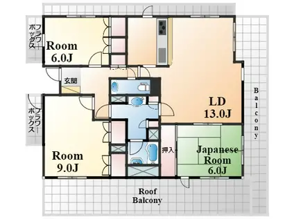 パークハイム六甲八幡町(3LDK/4階)の間取り写真
