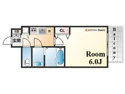 プレサンス三宮エレガンシア(1K/5階)の間取り写真