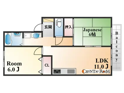 コスタ魚崎(2LDK/2階)の間取り写真