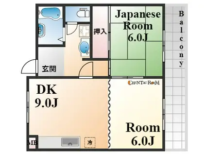 ラビスタ長峰(2DK/2階)の間取り写真