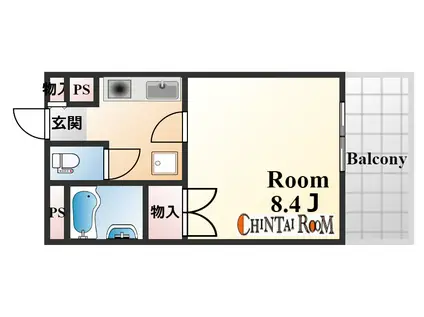 イースト神戸本山(1K/3階)の間取り写真