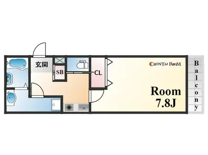 ワコーレヴィアーノ神戸上筒井通(1K/2階)の間取り写真