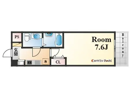 S-RESIDENCE神戸磯上通(1K/8階)の間取り写真