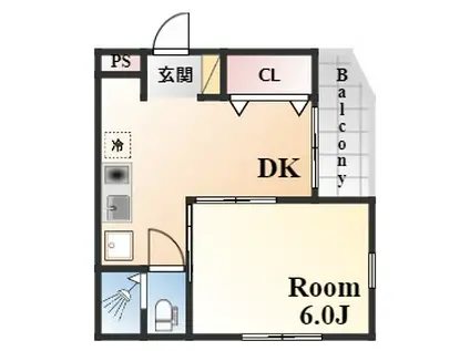 灘南イングビラ(1DK/3階)の間取り写真