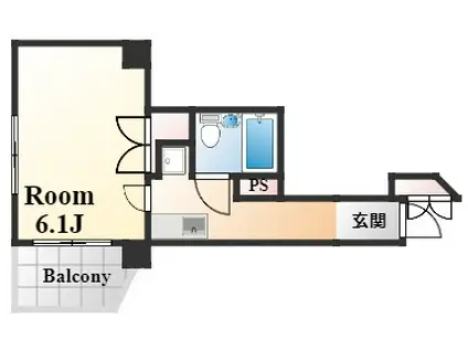 ライオンズマンション六甲道(1K/4階)の間取り写真