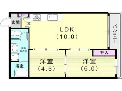 サンパレス(2LDK/3階)の間取り写真