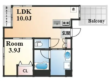 SDグランツ神戸西元町(1LDK/7階)の間取り写真