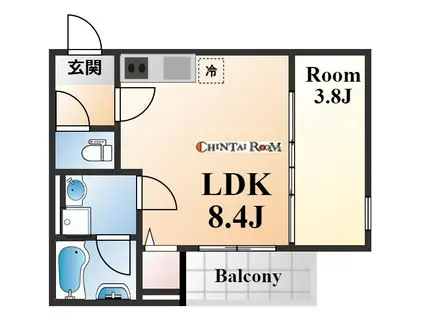 ルアナ新神戸(1LDK/1階)の間取り写真