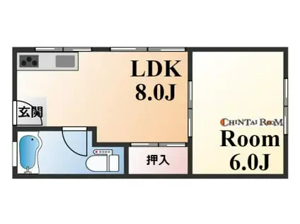 シャトー六甲(1LDK/3階)の間取り写真