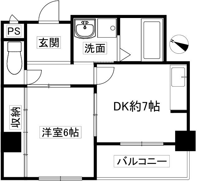 タウンコート六甲(1LDK/6階)の間取り写真