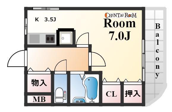 KSハイム(ワンルーム/4階)の間取り写真
