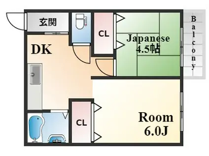 泉マンション(2DK/4階)の間取り写真