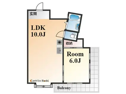 サンハイツ新田(1LDK/3階)の間取り写真