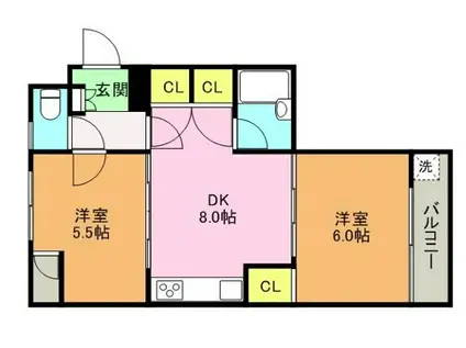サンシャトー三宮(2DK/3階)の間取り写真