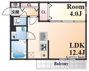 ディアコート住吉本町(1LDK/3階)の間取り写真