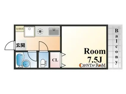 岡本南マンション(1K/3階)の間取り写真