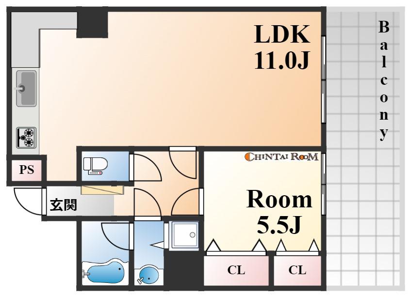 ハイネス東灘(1LDK/1階)の間取り写真