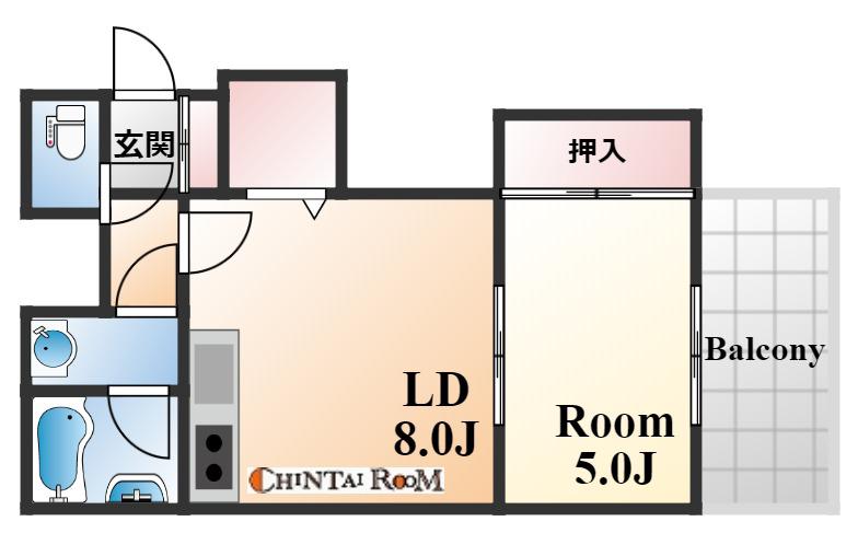 デコール岡本Ⅱ番館(1LDK/1階)の間取り写真