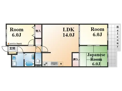 サンハイツ魚崎(3LDK/2階)の間取り写真