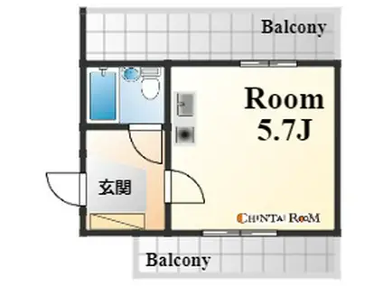ライオンズマンション六甲道第2(ワンルーム/7階)の間取り写真
