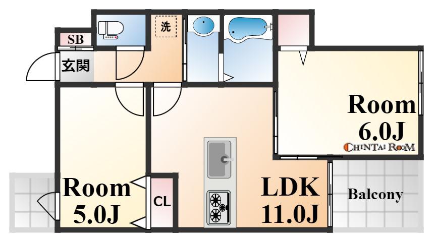 メゾン・ヌーベル新神戸(2LDK/4階)の間取り写真