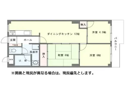 ドミール北野(3LDK/3階)の間取り写真