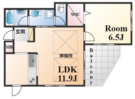 ワコーレ神戸元町アクシア(1LDK/13階)の間取り写真