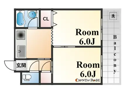 脇浜マンション(2DK/3階)の間取り写真