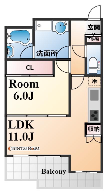 古満ゲボイデ(1LDK/9階)の間取り写真