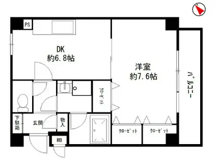 サイレンスI(1DK/3階)の間取り写真