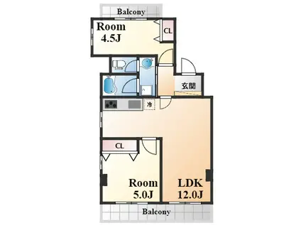 住吉コーポ(2LDK/1階)の間取り写真