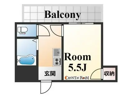 六甲アサヒ(1K/4階)の間取り写真