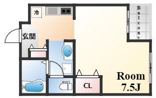 アクエルド諏訪山(1K/4階)の間取り写真