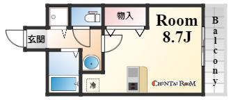 プレサンス三宮花時計前(1K/5階)の間取り写真