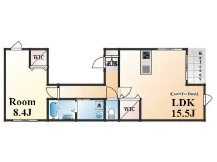 ベル—ディア下山手(1LDK/2階)の間取り写真