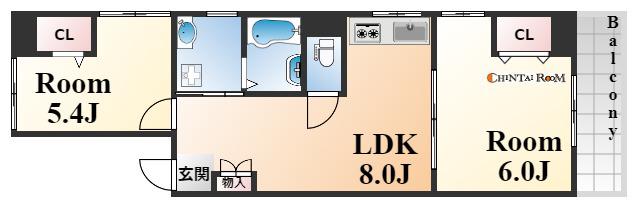 リヴェールハウス(2LDK/2階)の間取り写真