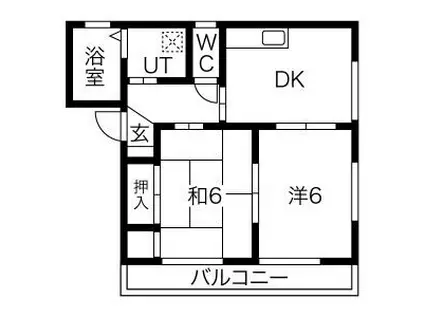 リビング六甲ウエスト(2DK/2階)の間取り写真