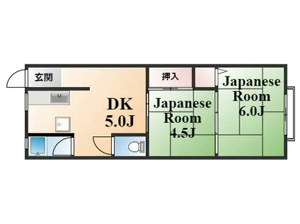 アイハウス船寺通(2K/2階)の間取り写真