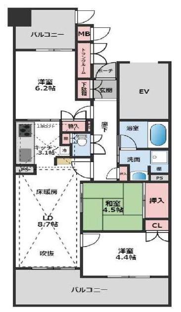 ケーズスクエア(2SLDK/14階)の間取り写真