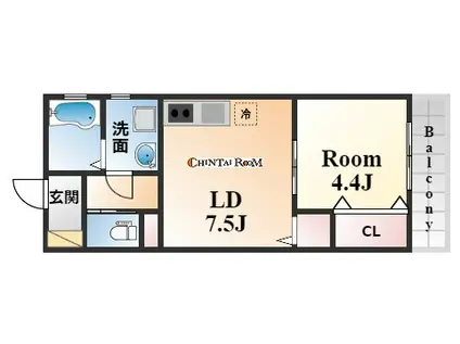 ASOSION甲南山手(1LDK/2階)の間取り写真