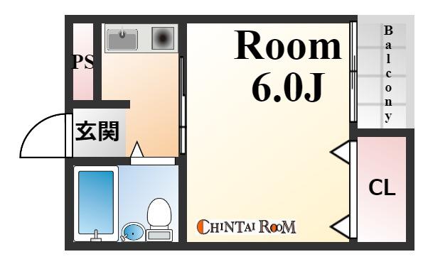 シャトーヒロ(1K/4階)の間取り写真