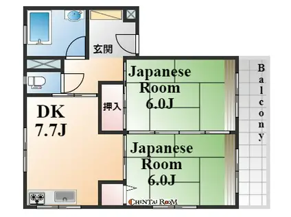 湊川第2マンション(2DK/2階)の間取り写真