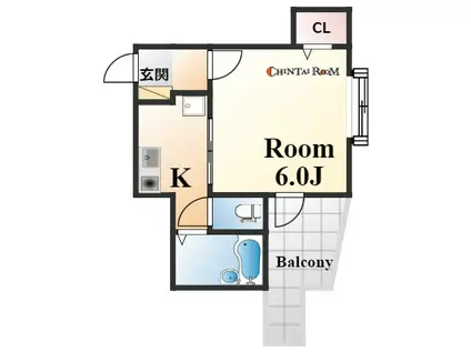 メゾンドソレイユ(1K/4階)の間取り写真