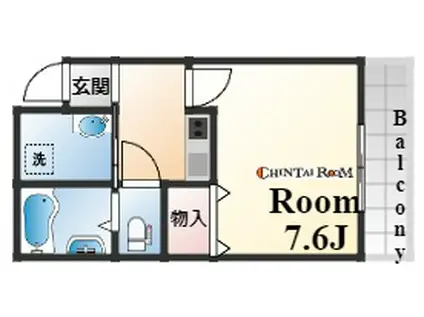 モレス・ヴィラ六甲(1K/4階)の間取り写真