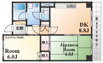 グリーンハイツ諏訪山(2DK/1階)の間取り写真