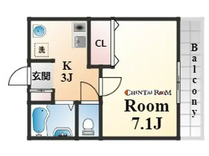 モカ・メゾン六甲(1K/2階)の間取り写真