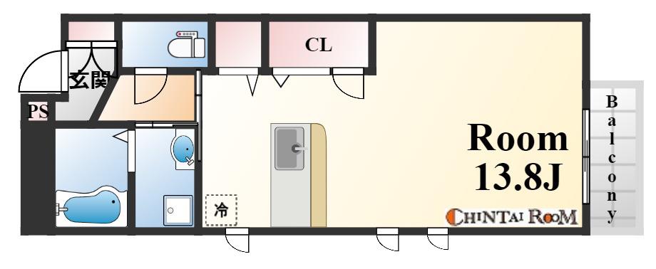 ビバーチェ住吉(ワンルーム/1階)の間取り写真