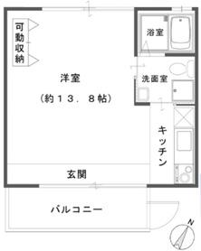 ラ・ウェゾン北野(1K/2階)の間取り写真