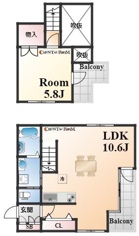 オーズハイツ新神戸(1LDK/3階)の間取り写真